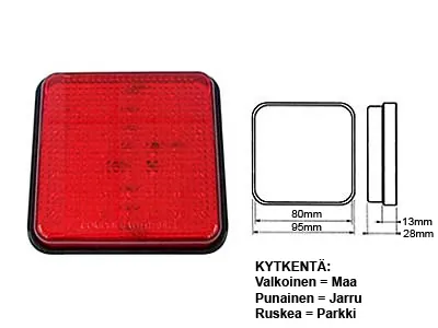 LED Kvadrāta Aizmugurējais Lukturis 36 LED, Bremzes-Pozīcijas, 10-30V, E Sertificēts