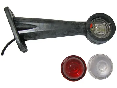 LED Sānu Gabarītu Lukturis ar Gumijas Stiprinājumu, Balts/Sarkans, 12-24V