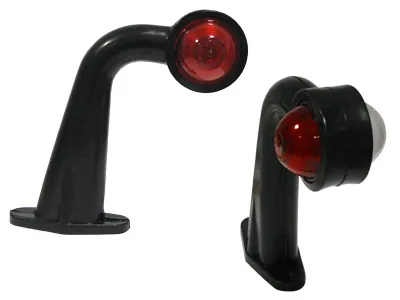 LED Sānu Gabarītu Lukturi ar Gumijas Roku - Balts/Sarkans, 2 LED, 10-30V, E-Apstiprināts