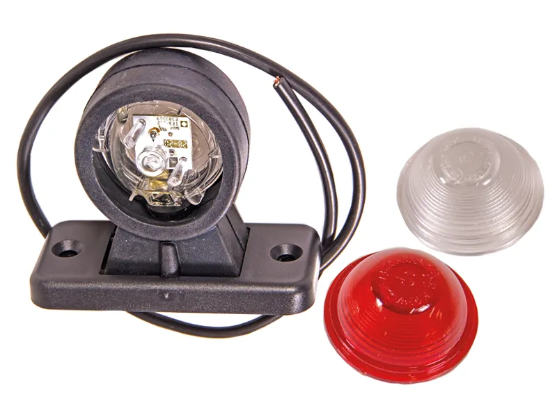 Universāls LED Sānu Gabarītu Lukturis ar Gumijas Turētāju - Divkrāsu (Balts/Sarkans) 10x10-LED Apgaismojums (10-30V)