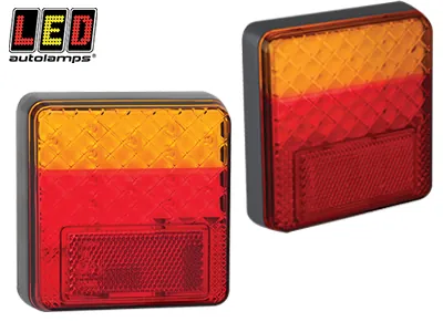 LED AUTOLAMPS Kvadrāta LED Aizmugures Lukturis, IP67 Ūdensizturīgs, 12-24V Universāls, Trīsfunkciju