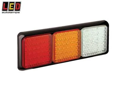 LED AUTOLAMPS kvadrāta LED aizmugures lukturis ar stop, pakaļgaitas, virzienrādītāja un gabarītu funkcijām, IP67