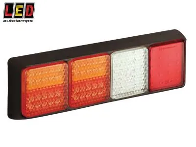 LED AUTOLAMPS Kvadrāta Aizmugurējais LED Lukturis, IP67, 12-24V, ECE/EMC Sertifikāts