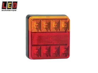 LED AUTOLAMPS Kompaktais LED aizmugures lukturis, 12V, IP67, kvadrāta, ECE/EMC apstiprināts