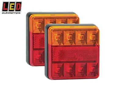 LED AUTOLAMPS Kvadrāta LED Aizmugures Lukturi IP67 12V - Kompakts Kombinētais Lukturis (2 gab.)