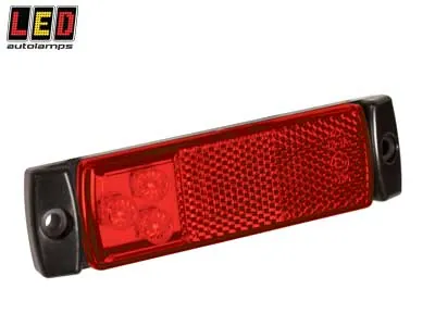 LED AUTOLAMPS Sarkanais LED Sānu Gabarītu Lukturis 129mm, 12-24V, ECE sertificēts