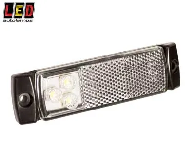 LED AUTOLAMPS Baltais LED Sānu Gabarītu Lukturis - Plāns Dizains, 12-24V, ECE Sertifikāts