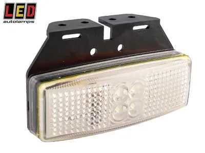 LED AUTOLAMPS Baltais LED sānu gabarītu lukturis ar atstarotāju, 12-24V, ECE/EMC sertificēts