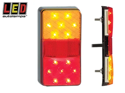 LED AUTOLAMPS Kvadrāta LED Aizmugures Lukturi (komplekts) - Stop/Aizmugure/Pagrieziens/Atstarotājs, IP67, 12V
