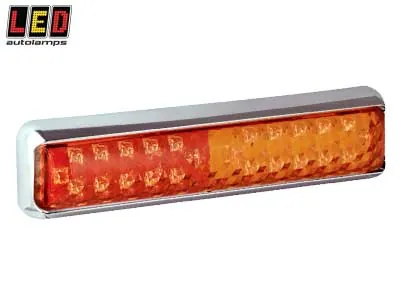 LED AUTOLAMPS Kompakts Kombinētais LED Aizmugures Lukturis 12-24V, IP67, Hromēta Stiprinājuma Konsole