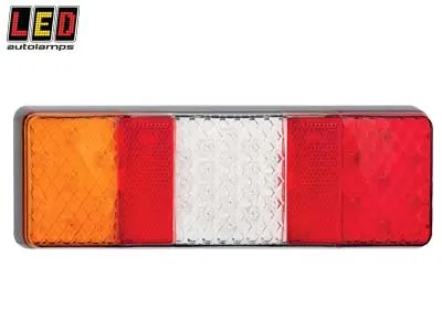 LED AUTOLAMPS kvadrātveida LED aizmugures lukturis 12-24V, IP67, ECE un EMC sertificēts, kompakts kombinācijas lukturis