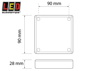 LED AUTOLAMPS Kvadrātveida LED Aizmugures Lukturis 12-24V, PC Lēca, IP67 Ūdensizturīgs - Attēls 2