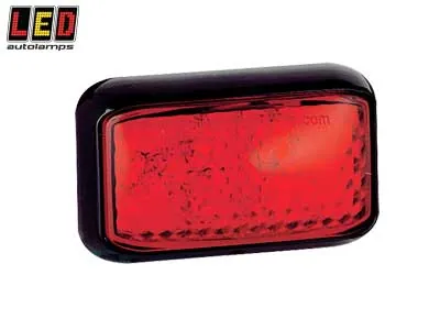 LED AUTOLAMPS Sarkans LED Sānu Gabarītu Lukturis ar Melnu Stiprinājumu, ECE/EMC Sertificēts, 12-24V