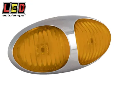 LED AUTOLAMPS Dzeltens Sānu Gabarīta Lukturis ar Hroma Kronšteinu, 12-24V, ECE/EMC Sertifikāts