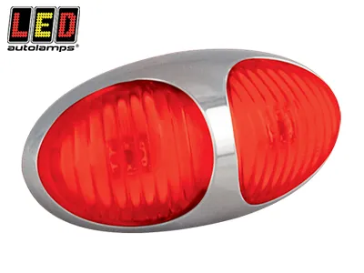 LED Sānu Gabarīta Lukturis ar Hromētu Stiprinājumu - Sarkanā Krāsā, 12-24V, IP67 Klase