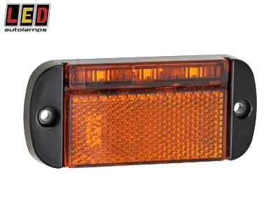 LED AUTOLAMPS Dzeltenais LED Sānu Gabarīta Lukturis ar Plakanu Dizainu, 12-24V, ECE Sertificēts, 1614-44AMBE2P