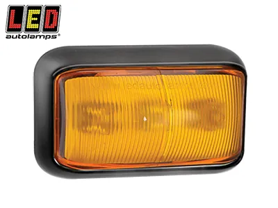 LED AUTOLAMPS Dzeltens LED Sānu Gabarīta Lukturis ar Melnu Stiprinājumu, 12-24V, ECE/EMC Sertificēts