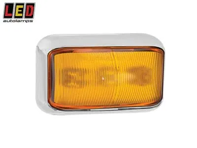 LED AUTOLAMPS Dzeltens LED Sānu Gabarītu Lukturis ar Hromētu Stiprinājumu, 12-24V, IP67