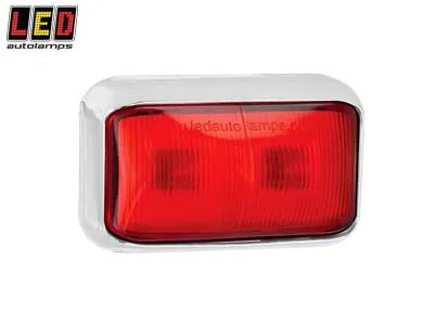 LED AUTOLAMPS Sarkans LED Sānu Gabarīta Lukturis ar Hromētu Kronšteinu, 12-24V, ECE/EMC Sertificēts