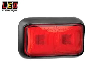 LED AUTOLAMPS Sarkans LED Sānu Gabarītu Lukturis 58mm ar Melnu Kronšteinu (12-24V, ECE, EMC)