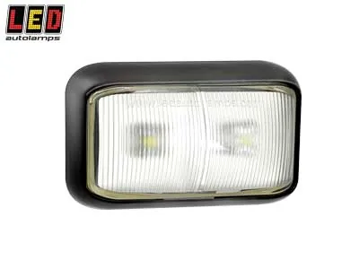 LED AUTOLAMPS Baltais LED sānu gabarīta lukturis, kompakts, 12-24V, ECE/EMC sertificēts