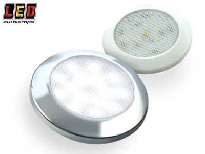 LED AUTOLAMPS Apaļais LED Salona Apgaismojums 12V, 170lm, Silti Balta Gaisma 3000K, Hromēta Apmale - Attēls 3