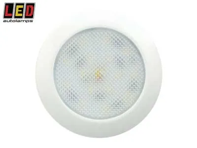 LED AUTOLAMPS Plakans Apaļš LED Salona Gaismeklis 76mm 230lm 12V ar Baltu Korpusu - Papildlukturi.lv