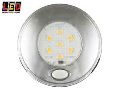 LED AUTOLAMPS Apaļais LED Salona Apgaismojums 12V 240lm ar Sarkani Izgaismotu Ieslēgšanas Pogu