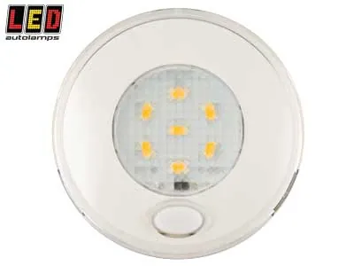 LED AUTOLAMPS Apaļais LED Salona Apgaismojums ar Ieslēgšanas Pogu, 240lm Siltā Baltā Gaisma, 12V