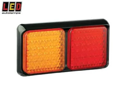 LED AUTOLAMPS Kvadrātveida LED Aizmugures Lukturis - Kombinētās Funkcijas, 12-24V, IP67 Ūdensdrošs