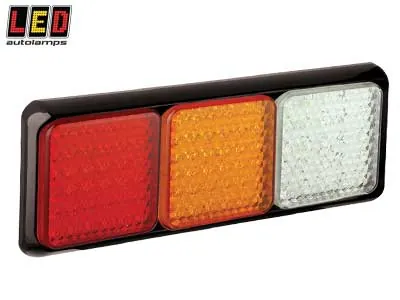 LED AUTOLAMPS Kvadrāta LED Aizmugures Lukturis - Kombinētais Stop, Gabarīts, Pagrieziens, Atpakaļgaita | IP67 | 12-24V
