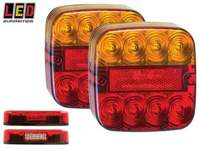 LED Autolamps Kompakto LED Aizmugures Lukturu Pāris ar Numura Zīmes Apgaismojumu, 12V, IP67