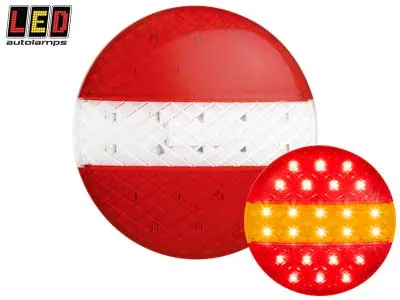 LED AUTOLAMPS Apaļš LED Aizmugures Lukturis | 12-24V | Stop, Pagrieziena, Aizmugures Lukturis | IP67