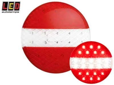 LED AUTOLAMPS 140mm Apaļais LED Aizmugures Lukturis, IP67, 12-24V (Reverss-Gabarīts-Bremzes)