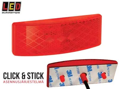 LED AUTOLAMPS Sarkans LED Sānu Gabarīta Lukturis - Slim 3 LED Dizains ar Atstarotāju, 12-24V