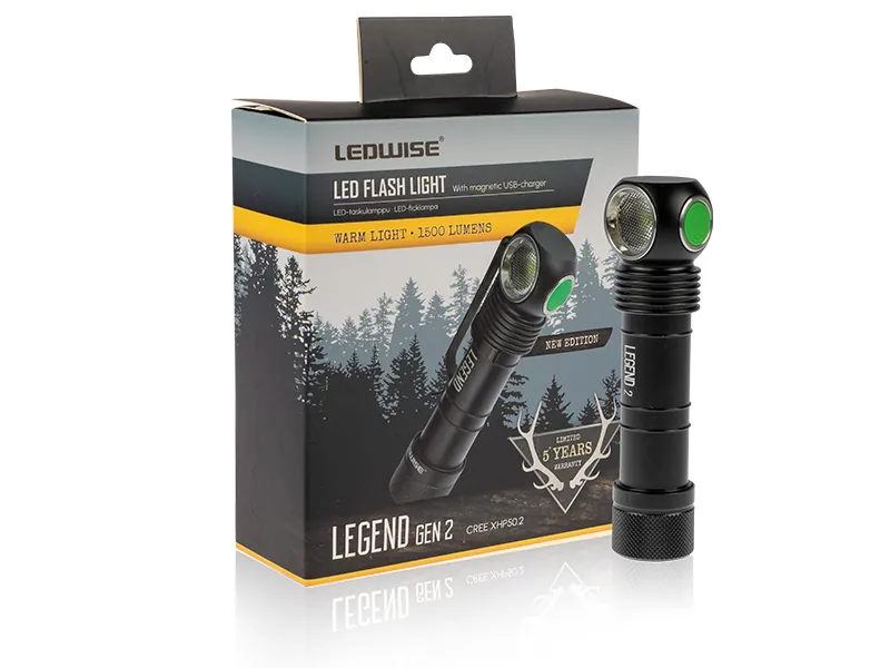 LEDWISE LEGEND - WARM GEN 2 Uzlādējams Galvas Lukturis 1500lm ar Silti Baltu Gaismu (4000K) - Papildlukturi.lv