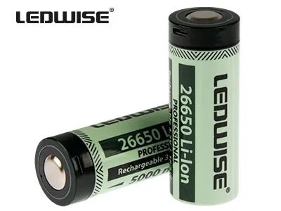 LEDWISE 2x 26650 5000mAh Augstjaudas Akumulatori (3.7V) LED Rokas un Galvas Lukturiem