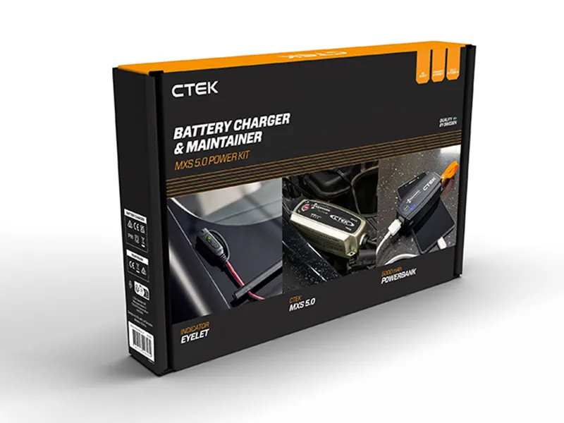 CTEK MXS 5.0 Power Kit - Automātiskais akumulatora lādētājs ar Powerbank funkciju