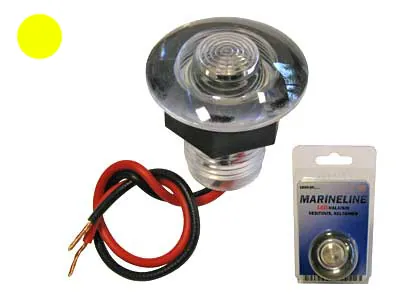 Dzeltena LED laivas lampa ar ūdensizturīgu dizainu, 12V, apaļa, Ø 38mm uzstādīšanai