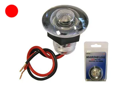 Sarkans Ūdensizturīgs LED Laivas Apgaismojums - 12V Apaļš LED Lukturis ar Uzgriezni, Ø 38mm