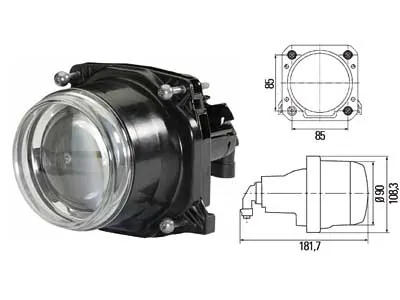 Bi-halogēna priekšējais lukturis H7 ar grozāmo reflektoru, Ø 90mm, HCR/DCR apstiprināts