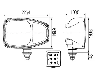 HELLA Combi 220 Priekšējais Lukturis, Labās Puses, H7/H3 Spuldzes, 24V - Attēls 2