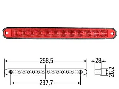 HELLA LED Bremžu Lukturis - 2W, 24V ar 12 Sarkanām LED Diodēm un ECE Sertifikāciju