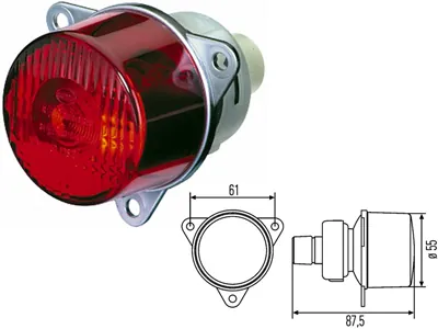 Hella Aizmugures Miglas Lukturis - Iegremdējama Montāža ar BA15s Ligzdu un 55x88mm Izmēru - Papildlukturi.lv