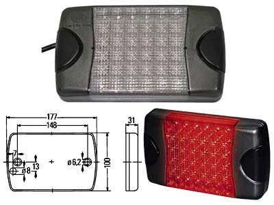 HELLA LED Aizmugures Lukturis - Horizontālā Uzstādīšana, 24 LED, 9-33V, ADRc Sertificēts