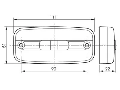 TALMU Sarkanais LED Sānu Gabarīta Lukturis ar Reflektoru, 24V, 2 LED, 10m Vads - Attēls 2