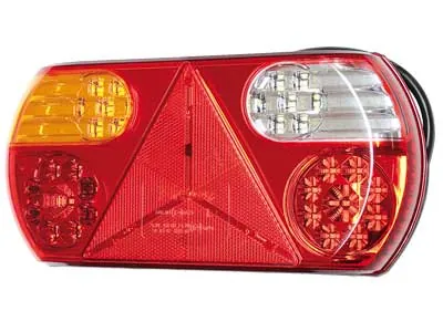 Universāls kreisais LED aizmugures lukturis piekabēm, 10-30V, IP67, 6 funkcijas