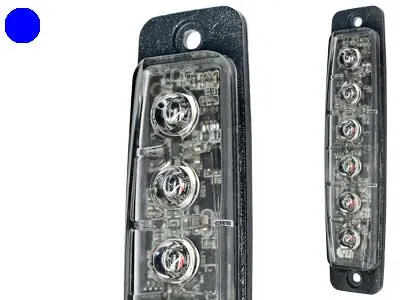 LED Horizontālā Signālgaisma Zilā Krāsā | IP67 | 12-24V | 6 LED Diodes | ECE R65 Sertificēts