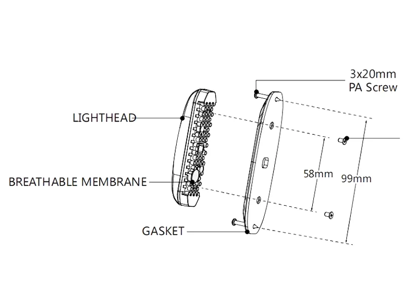 180° LED Horizontālais Signālgaismas Lukturis, 6x PowerLED, IPX7 Ūdensizturīgs, 12-24V - Attēls 3