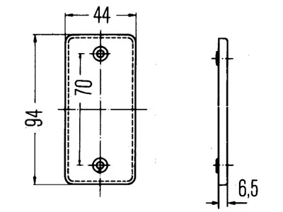 HELLA Atstarotājs - Caurspīdīgs reflektors ar 70mm skrūvēm, izmērs 44x94mm - Attēls 2